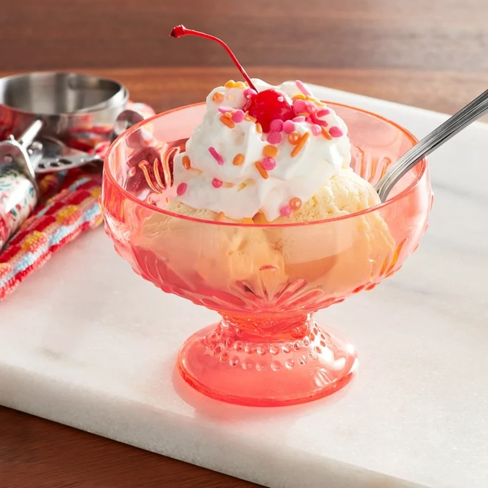 Last Set 🌺 New Pioneer Woman Sunny Days 10-Ounce Ice Cream Cup, Coral, Qty 4 - Picture 5 of 8